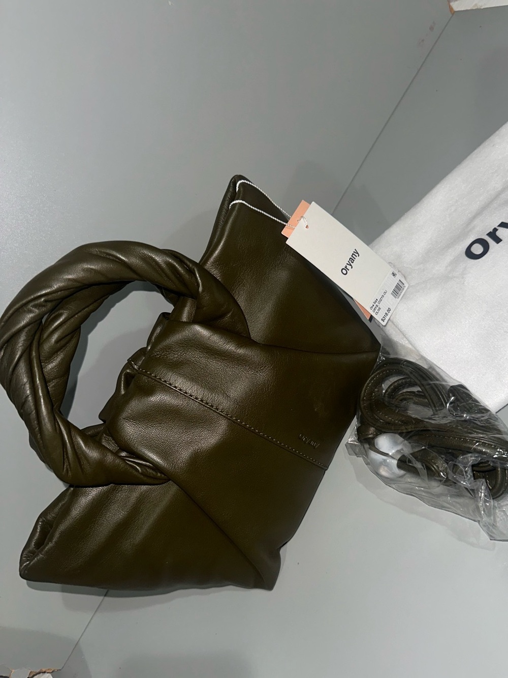 orYANY Olive Twisted-Handle Mini Tote